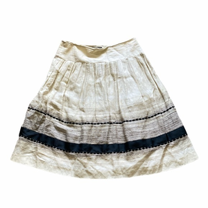 Alfani Linen‎ Silk Pleated Midi Skirt Sz. 4